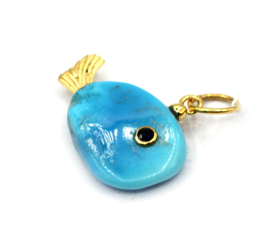 Fish 14k Solid Gold Diamond Pendants