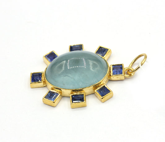 Oval 14k Solid Gold Diamond Pendants