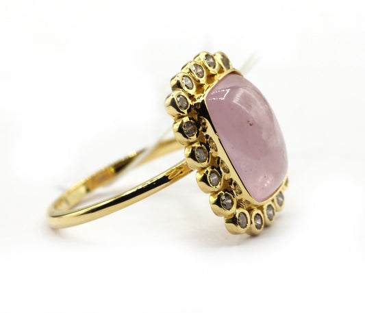 Morganite 14k Solid Gold Diamond Rings