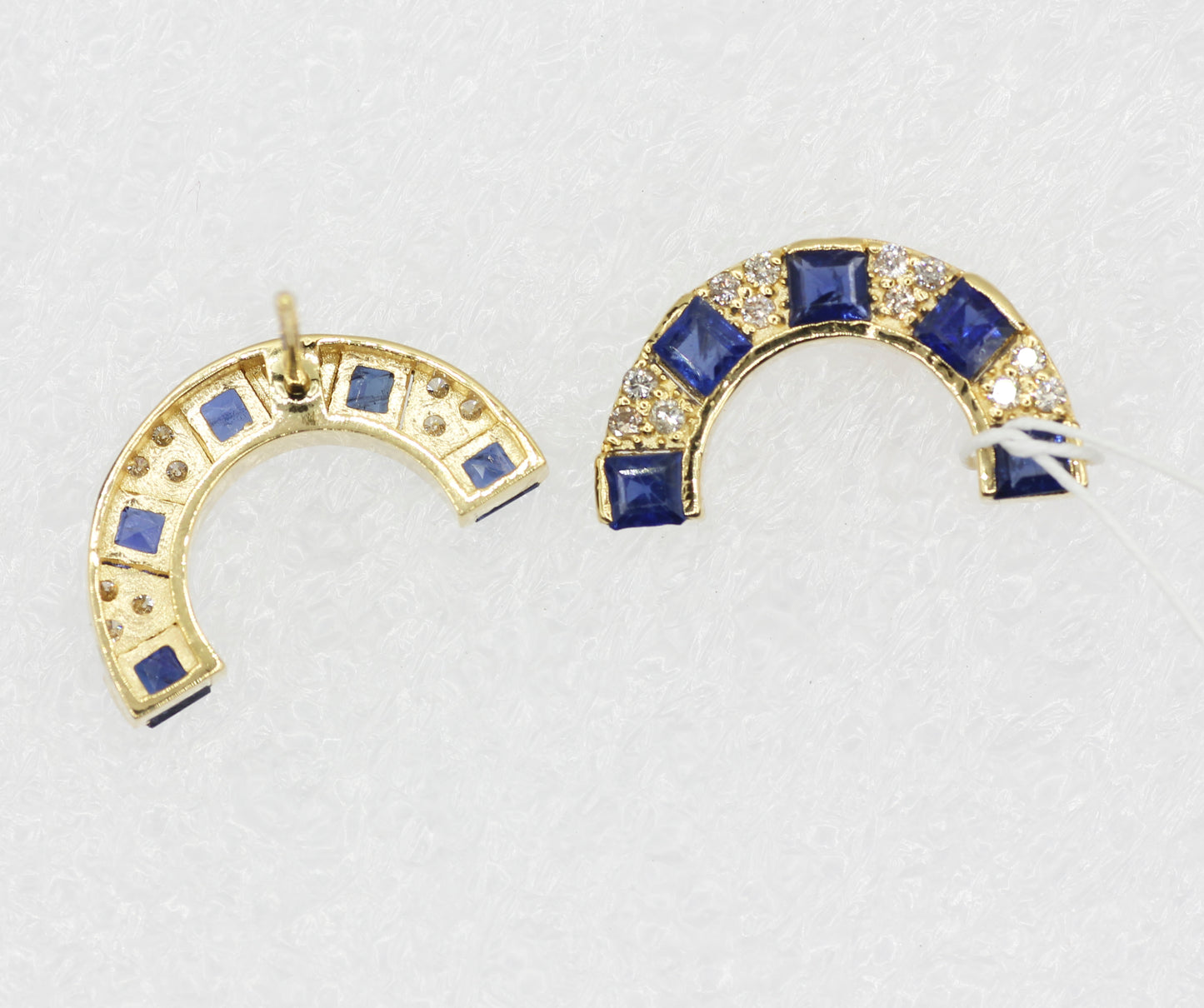 C-Shape 14k Gold Diamond Stud Earring