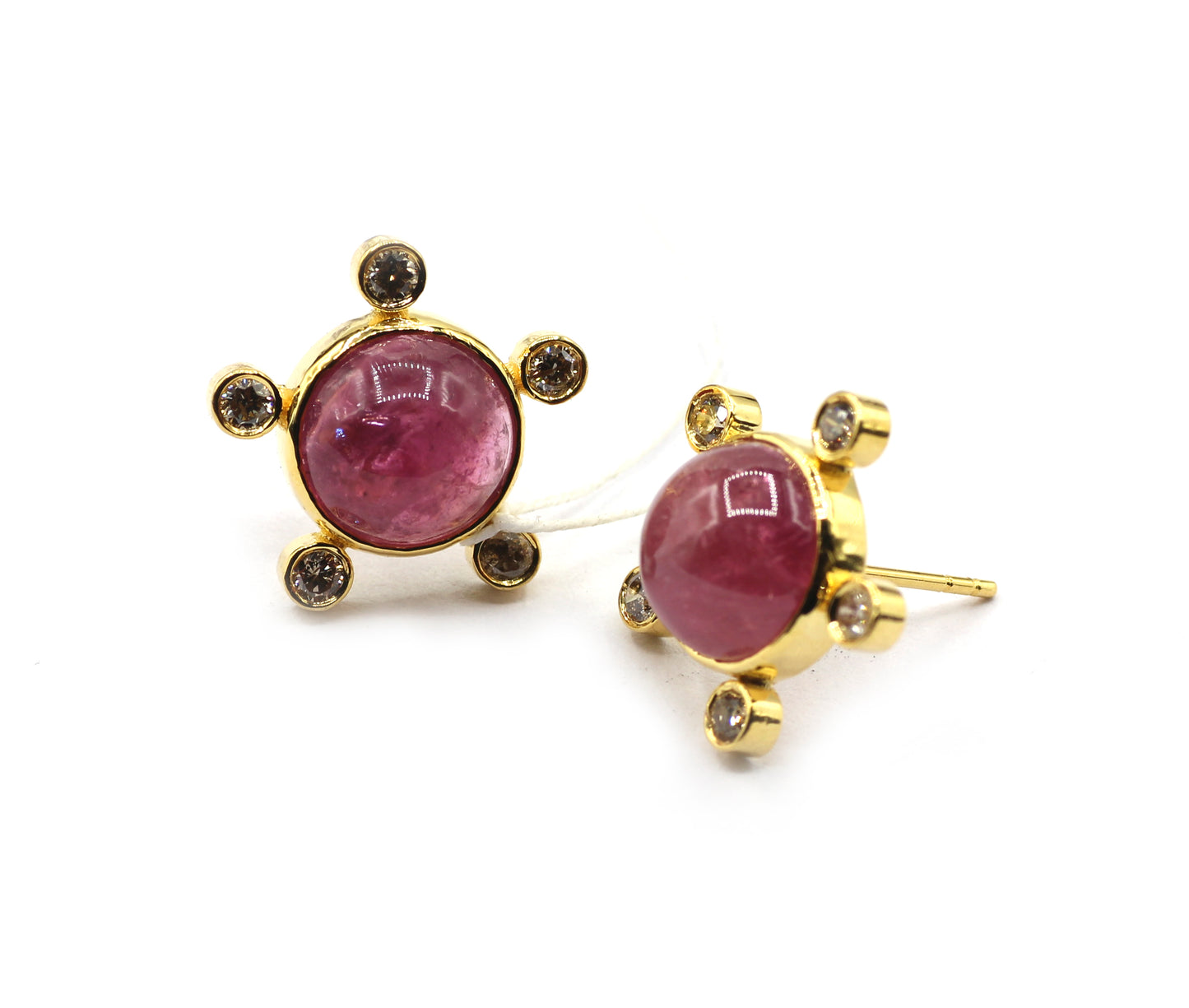 Round 14k Gold Diamond Stud Earring