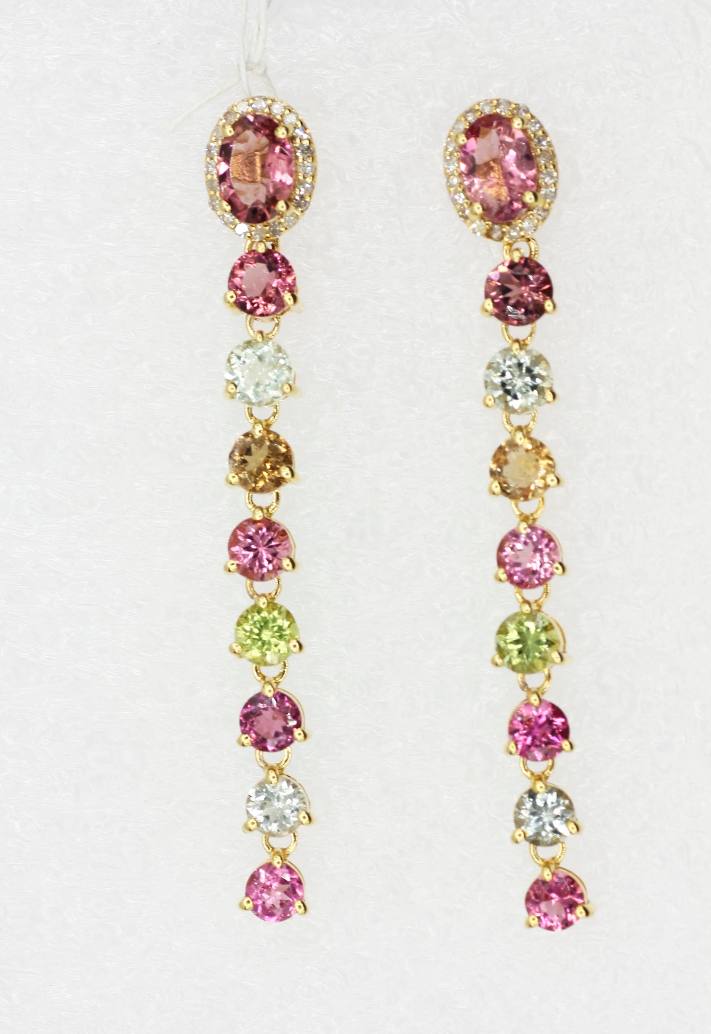 14k Gold Diamond Earring With multi Tourmaline