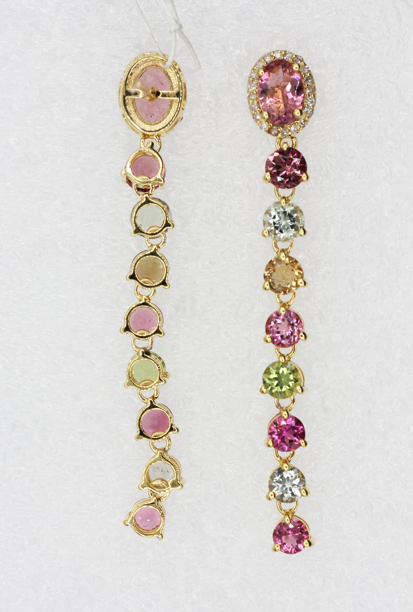 14k Gold Diamond Earring With multi Tourmaline