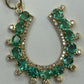 14k Solid Gold Horse Shoe Pendant with Emerald and Diamonds