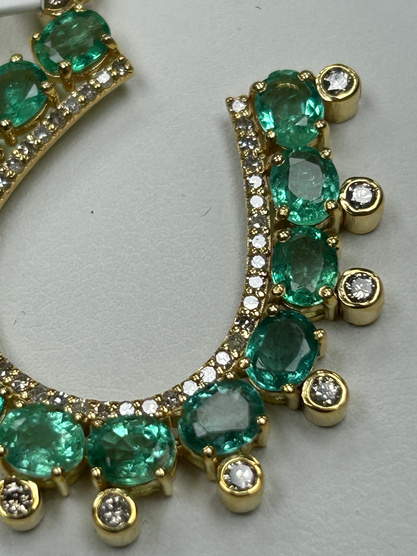 14k Solid Gold Horse Shoe Pendant with Emerald and Diamonds