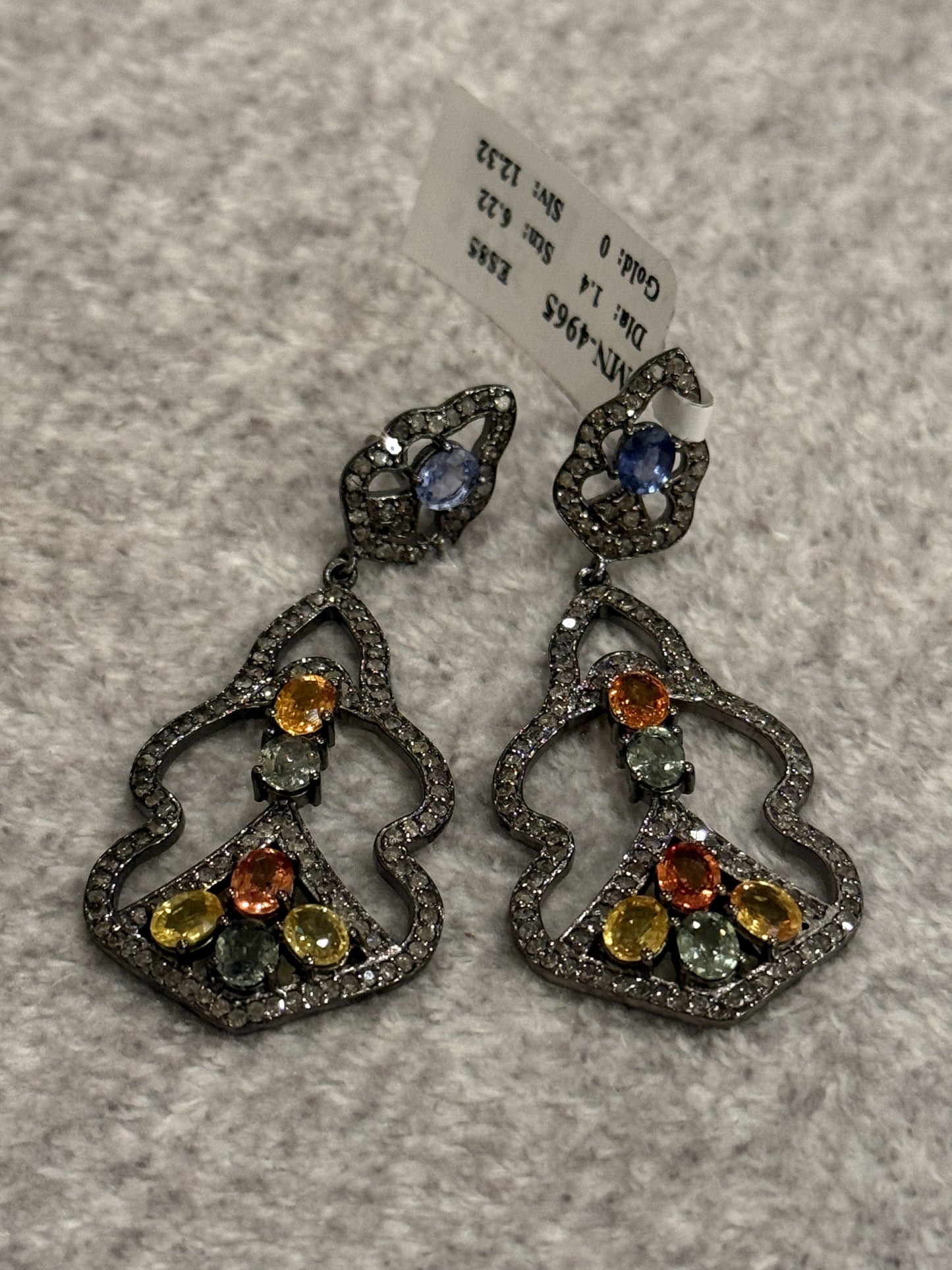 Diamond And Sapphire Art Deco Earrings