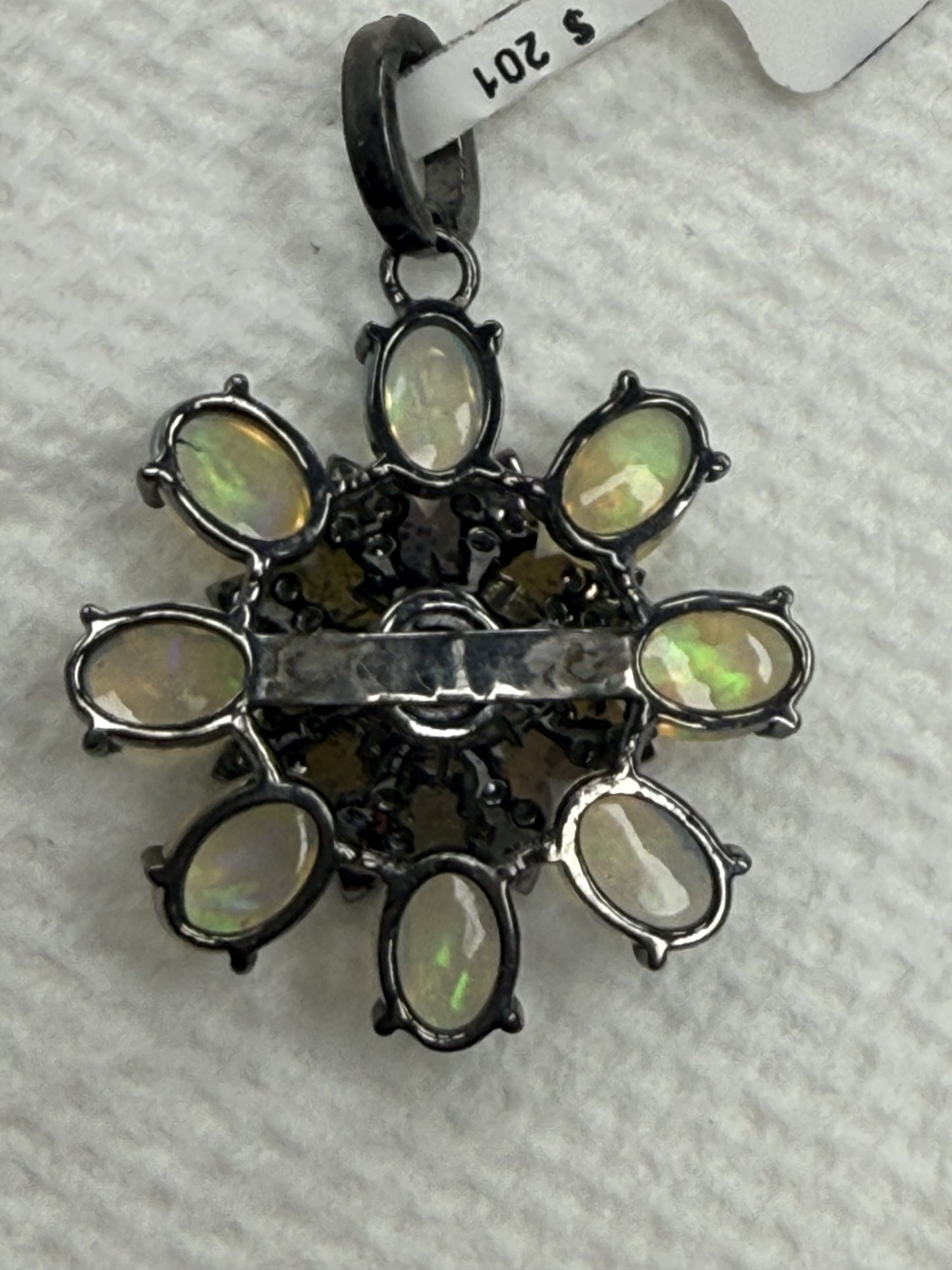 Flower Silver Pave Diamond Pendant