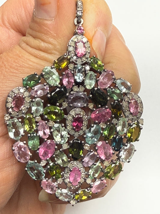 Tourmaline Pave Diamond Pendant