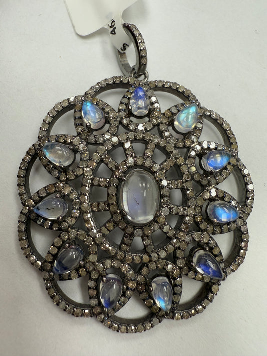 Moonstone Pave Diamond Pendant