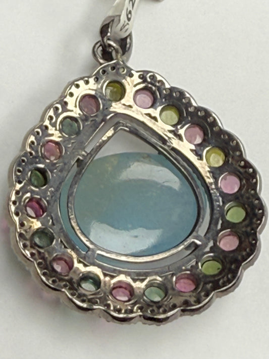 Stone Silver Pave Diamond Pendant