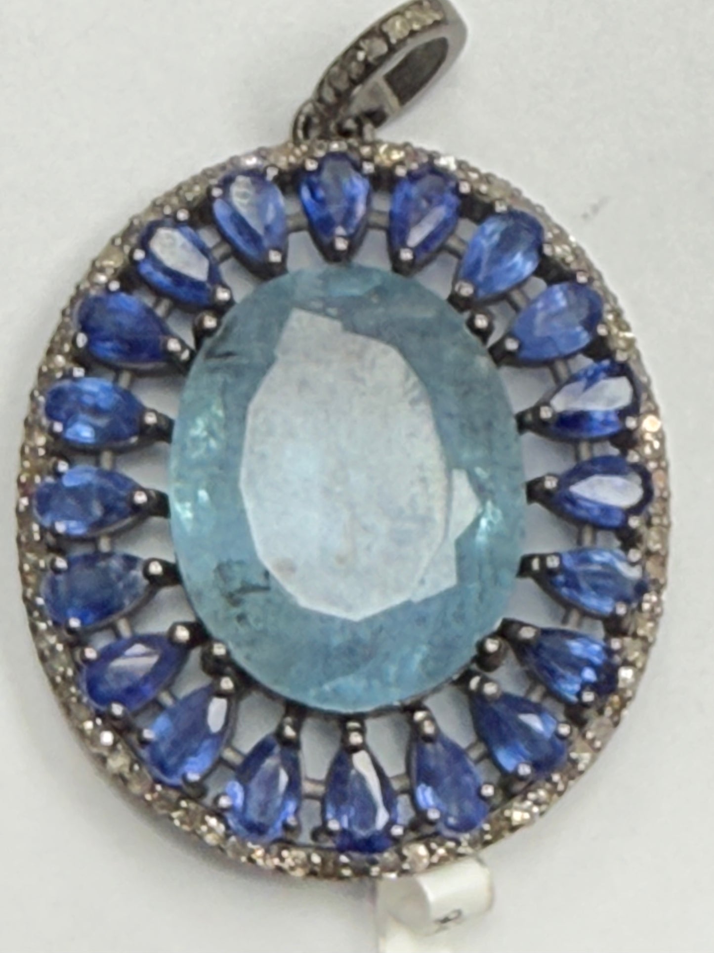 Stone Silver Pave Diamond Pendant
