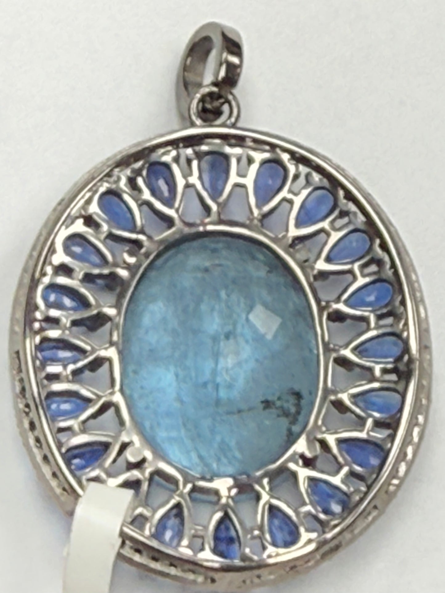 Stone Silver Pave Diamond Pendant