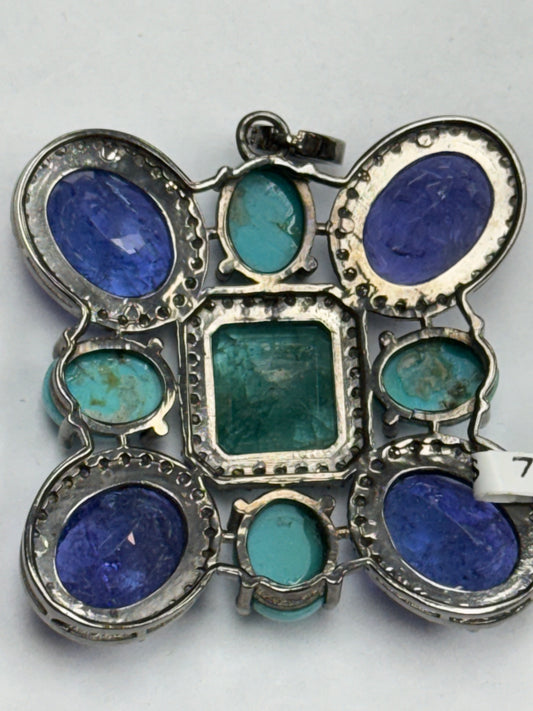 Stone Silver Pave Diamond Pendant