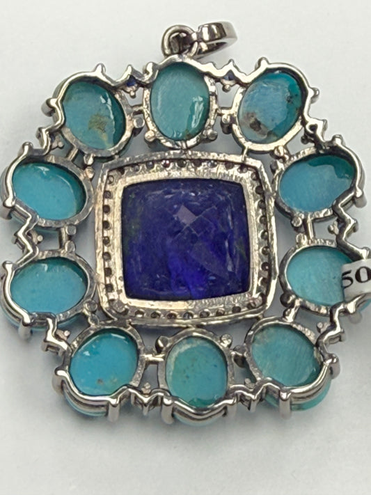 Stone Silver Pave Diamond Pendant