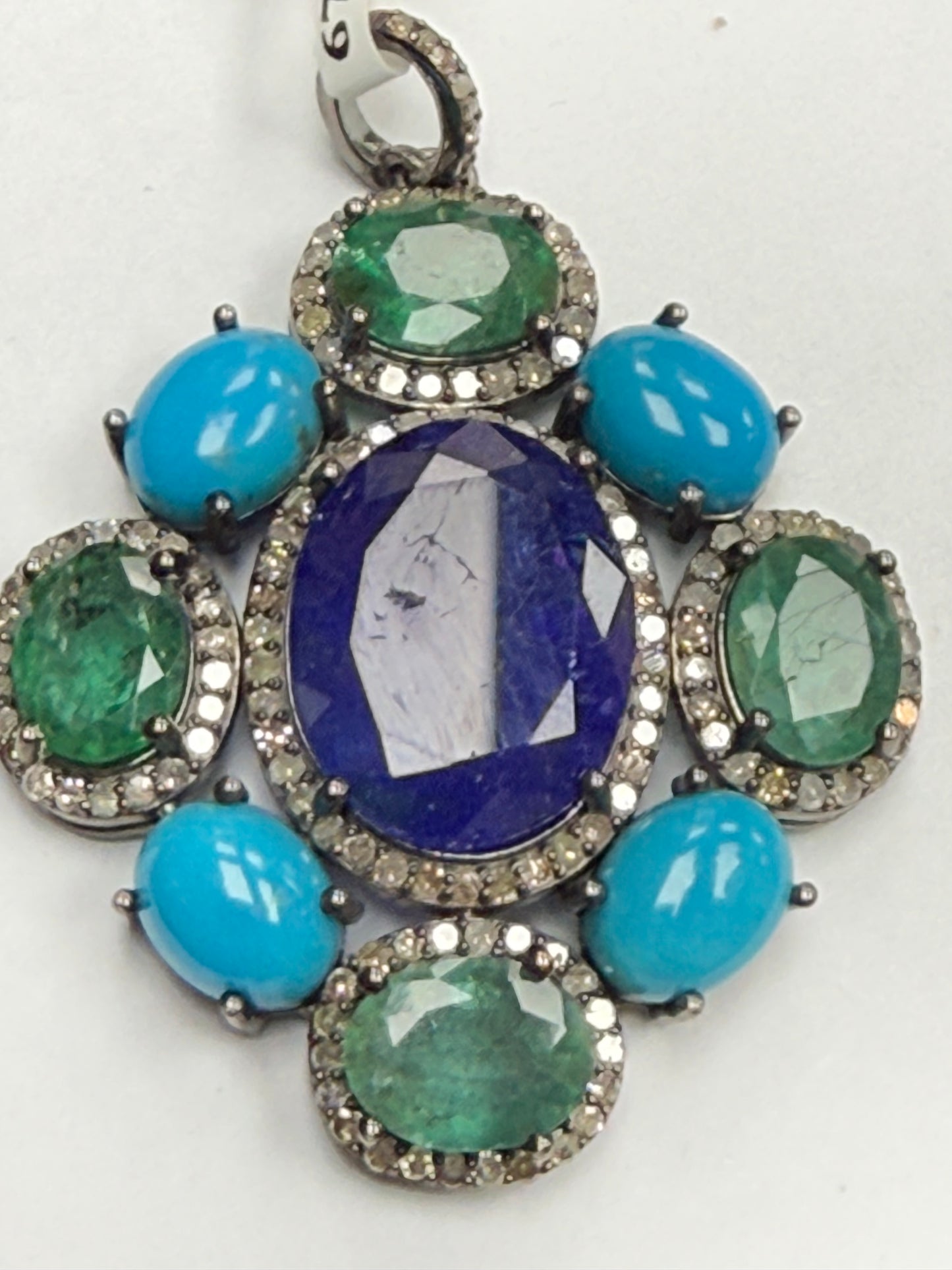 Stone Silver Pave Diamond Pendant