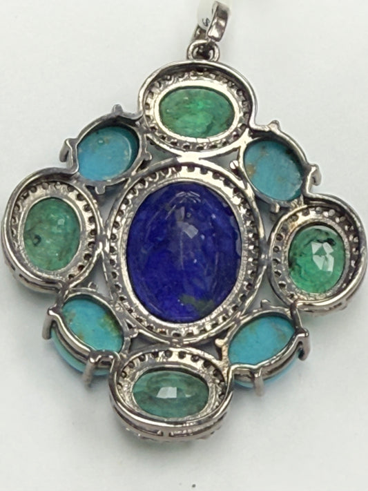 Stone Silver Pave Diamond Pendant