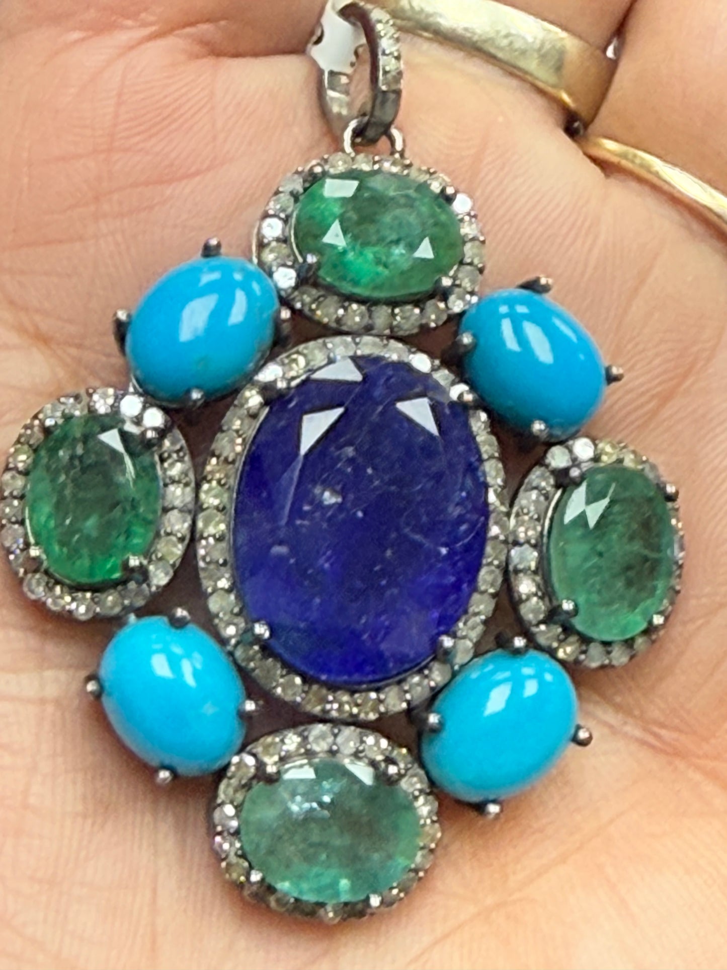 Stone Silver Pave Diamond Pendant