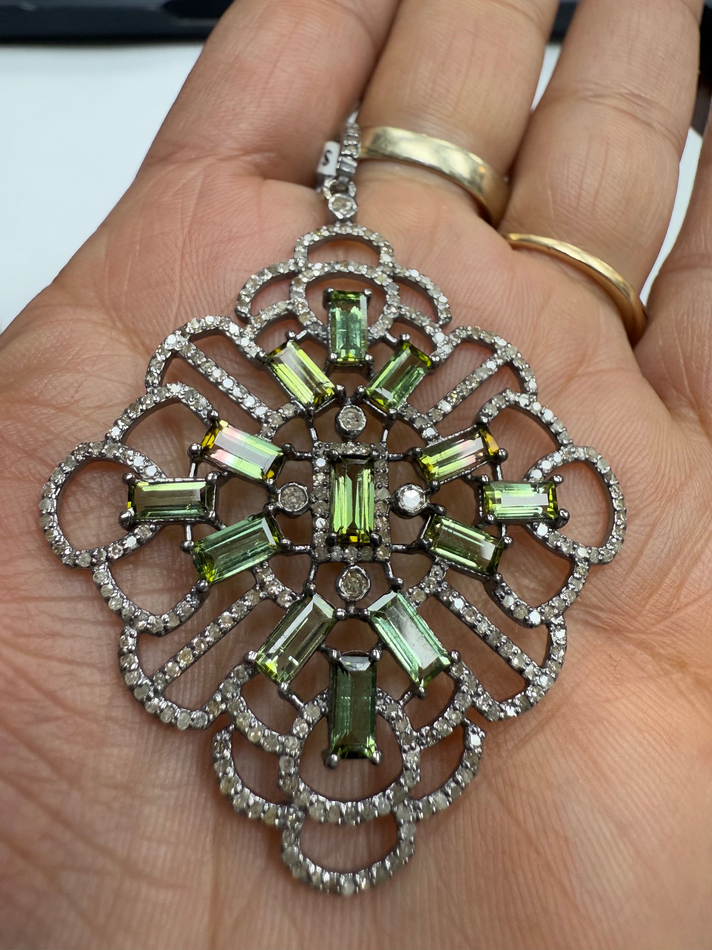 Stone Silver Pave Diamond Pendant