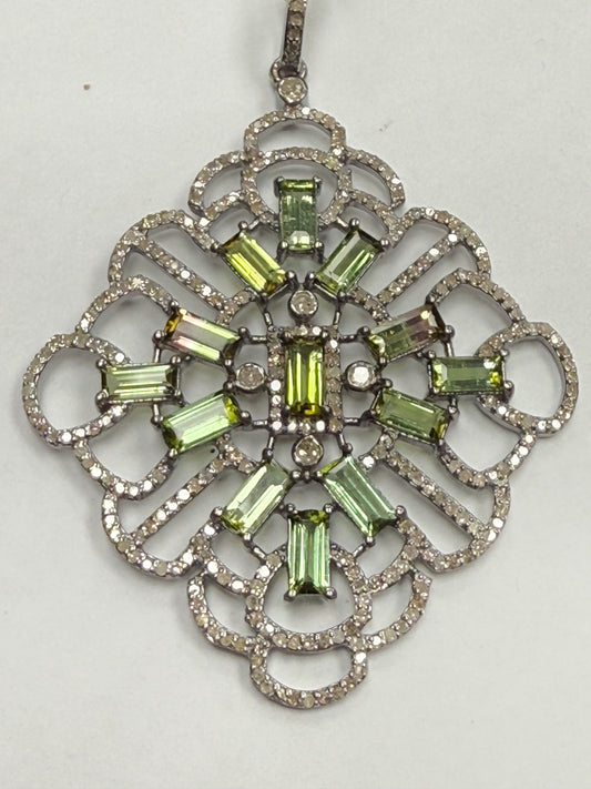 Stone Silver Pave Diamond Pendant