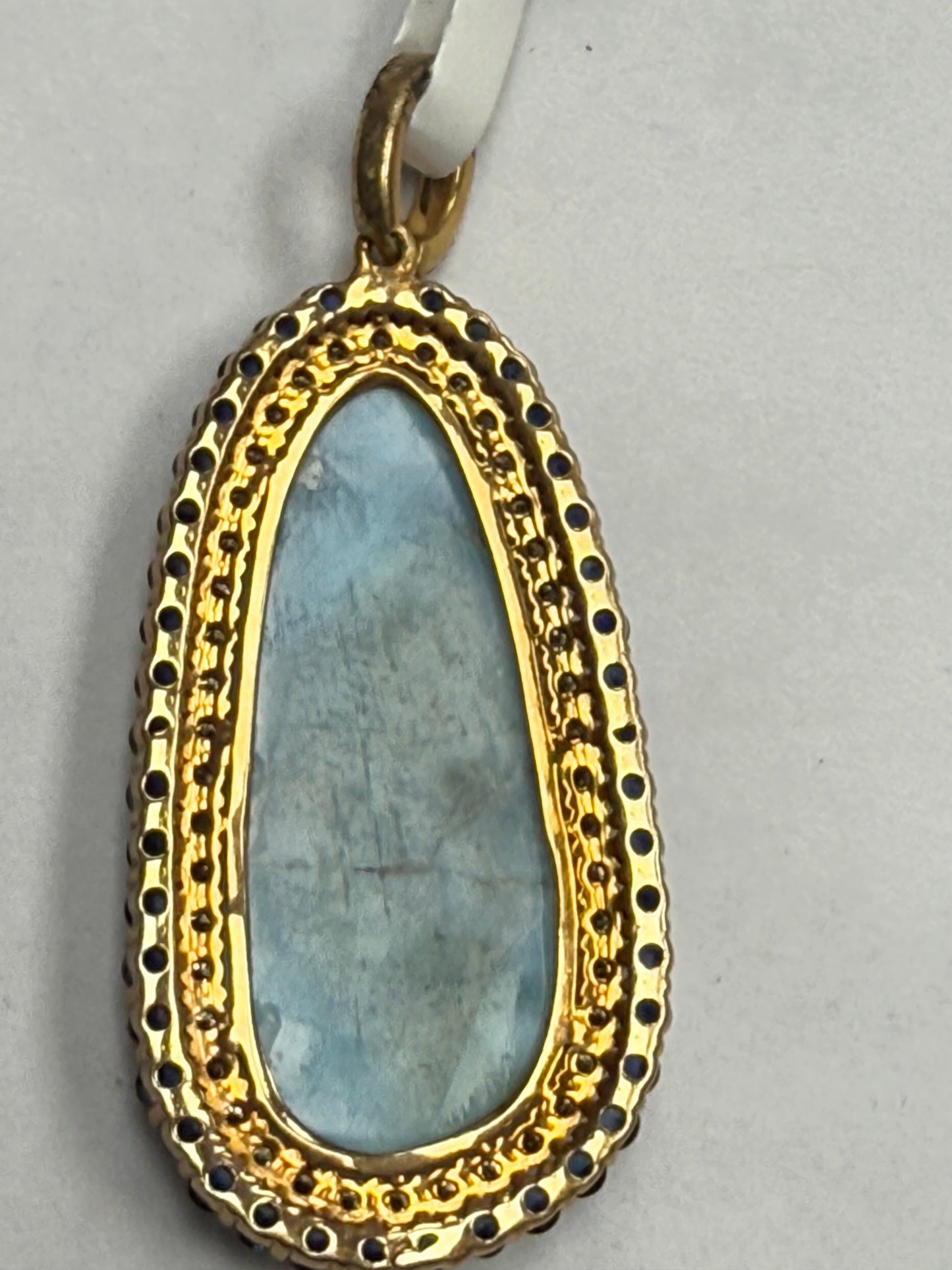 Larimar Sapphire Diamond Pendant