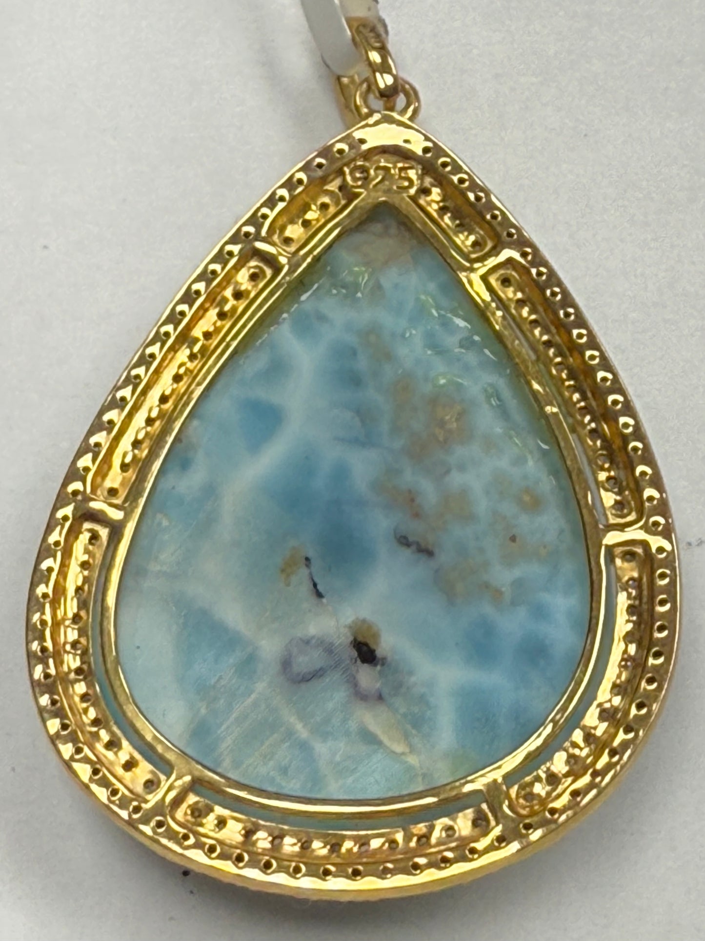 Larimar Drop Diamond Pendant