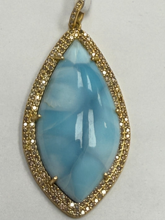 Larimar Marquise Diamond Pendant
