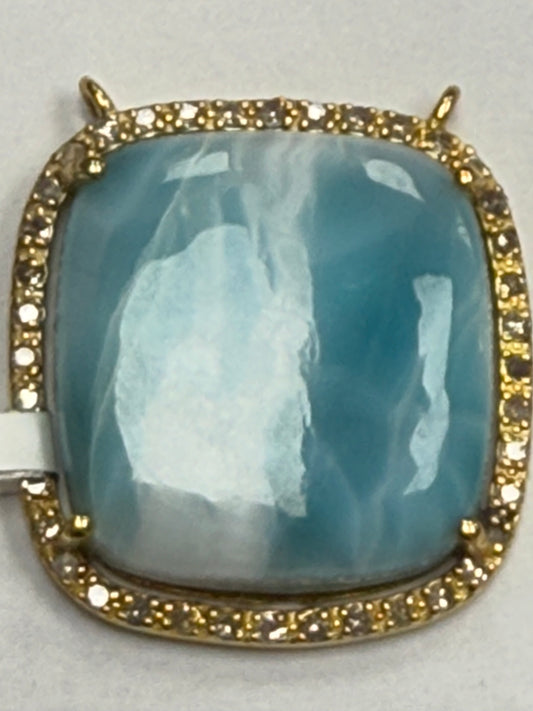 Larimar Square Diamond Pendant