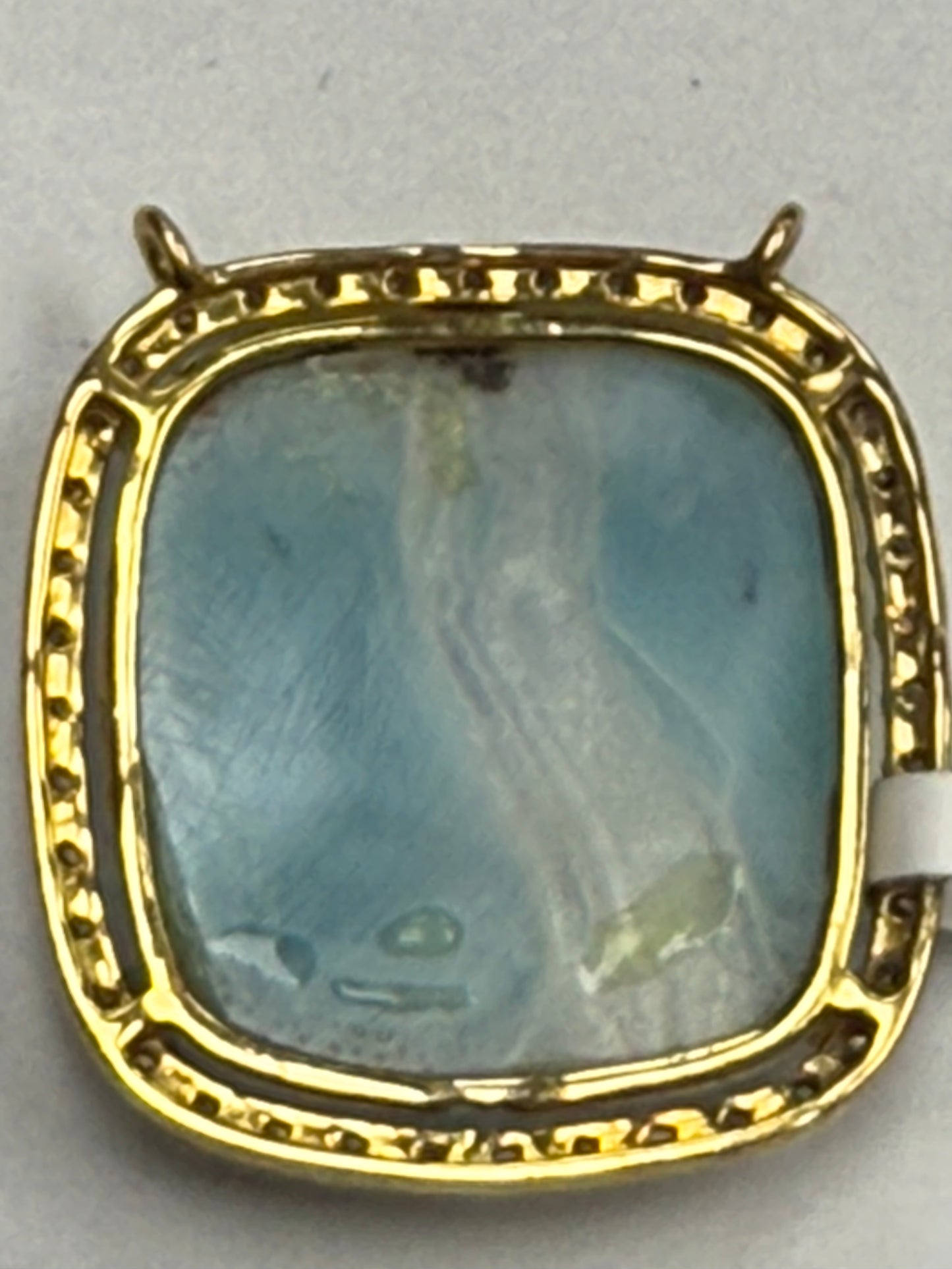 Larimar Square Diamond Pendant