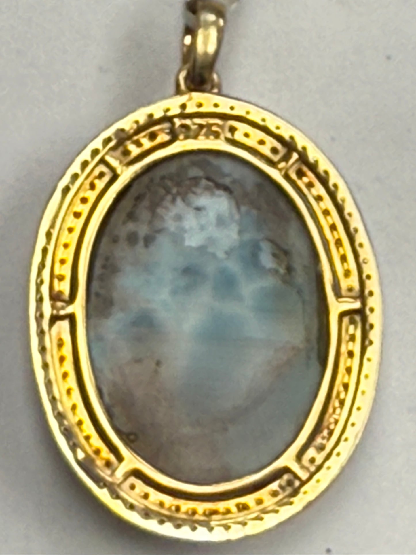 Larimar Oval Diamond Pendant
