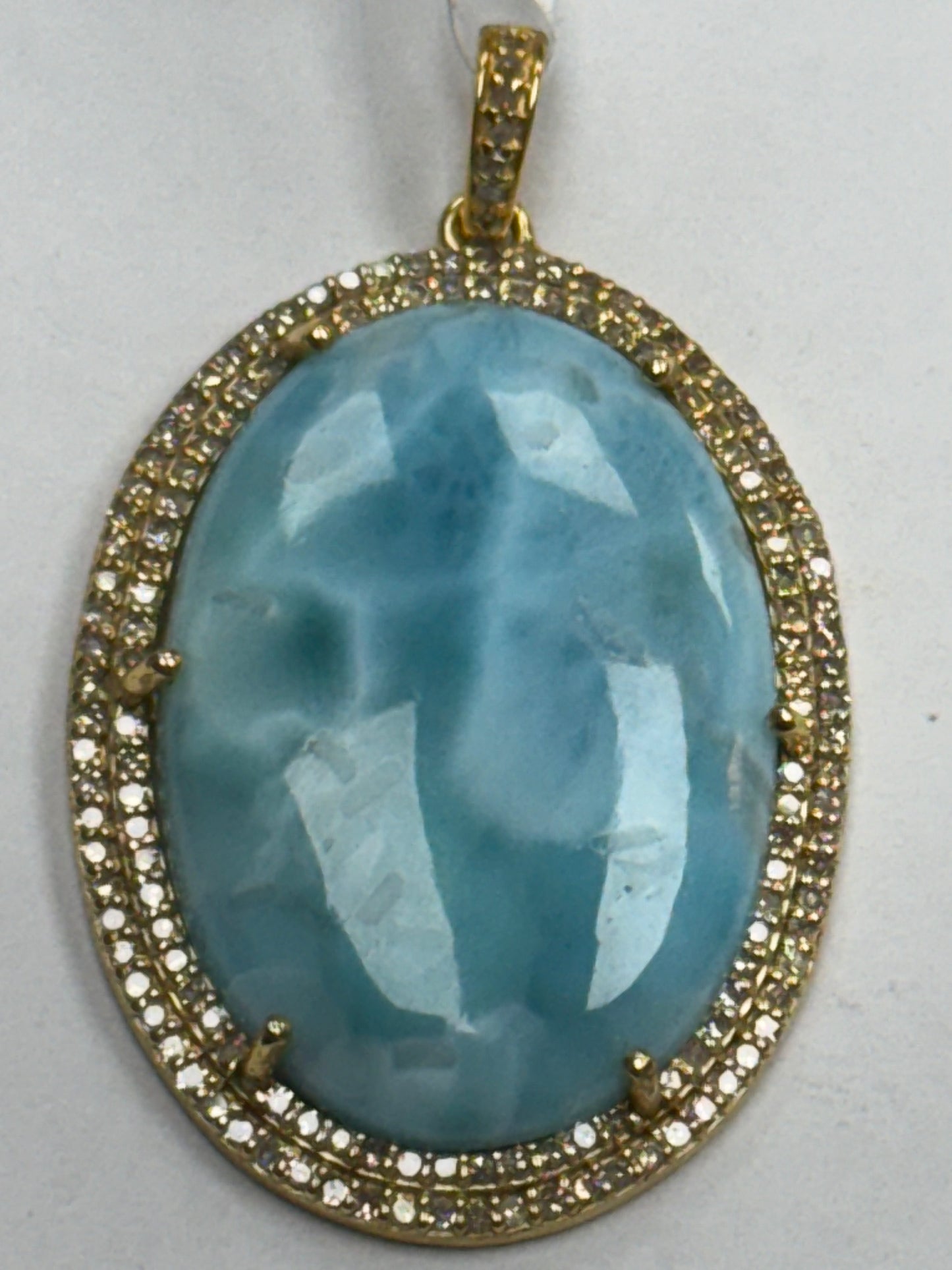 Larimar Oval Diamond Pendant