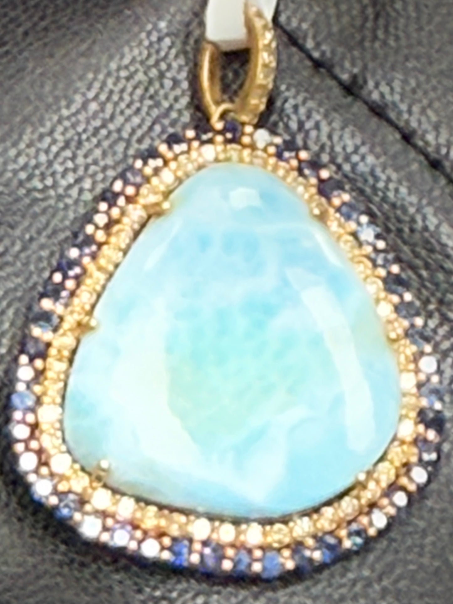 Larimar Sapphire Diamond Pendant
