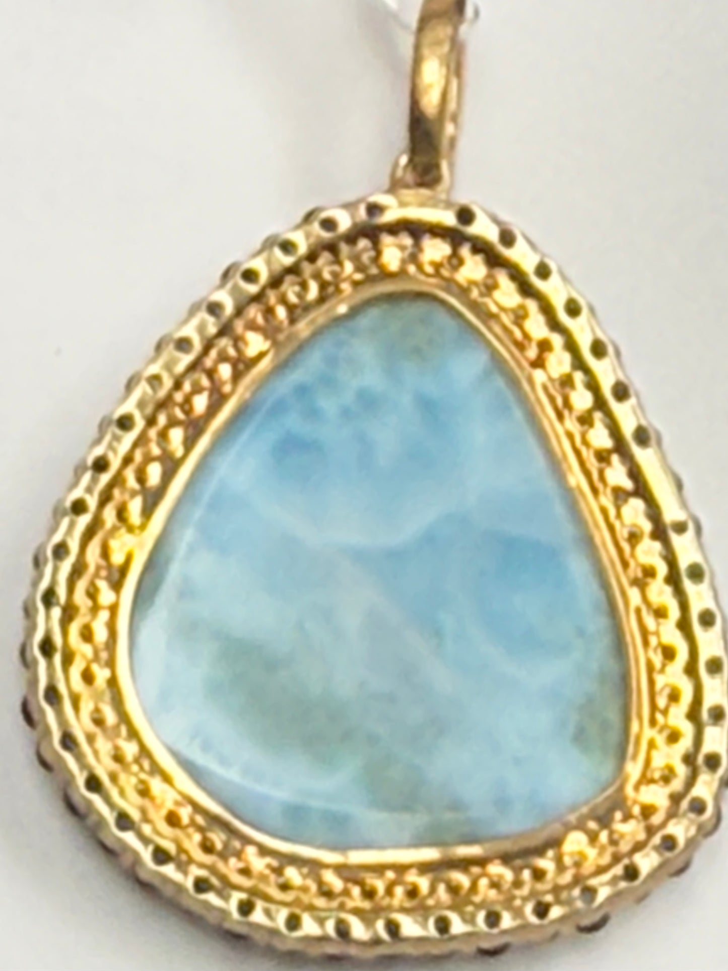 Larimar Sapphire Diamond Pendant