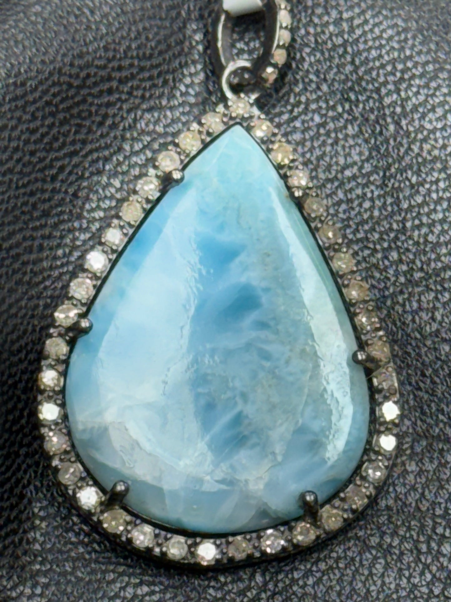 Larimar Drop Diamond Pendant