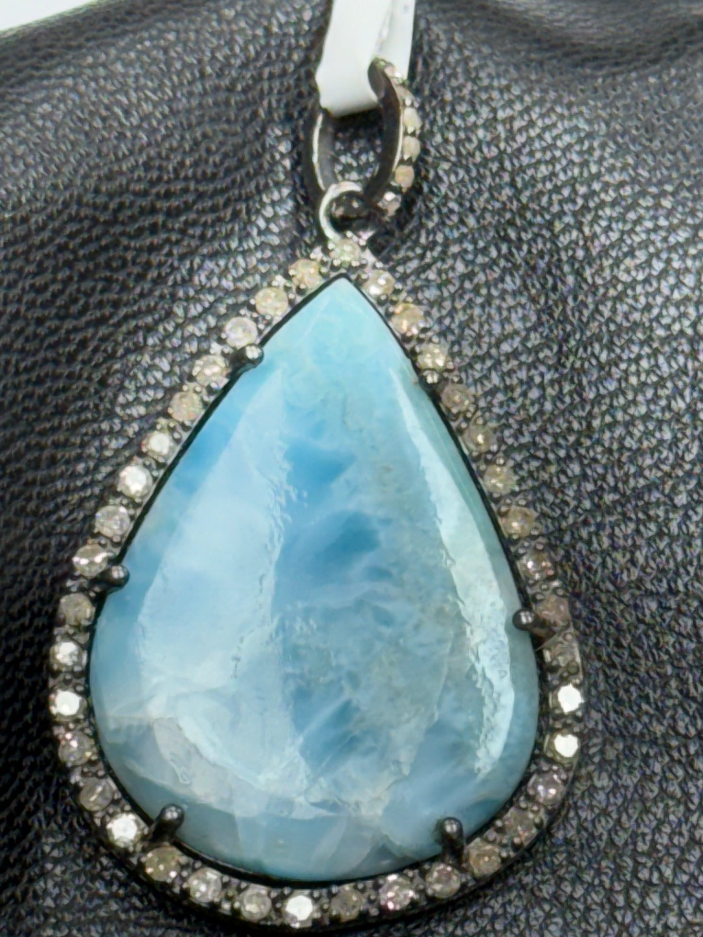 Larimar Drop Diamond Pendant