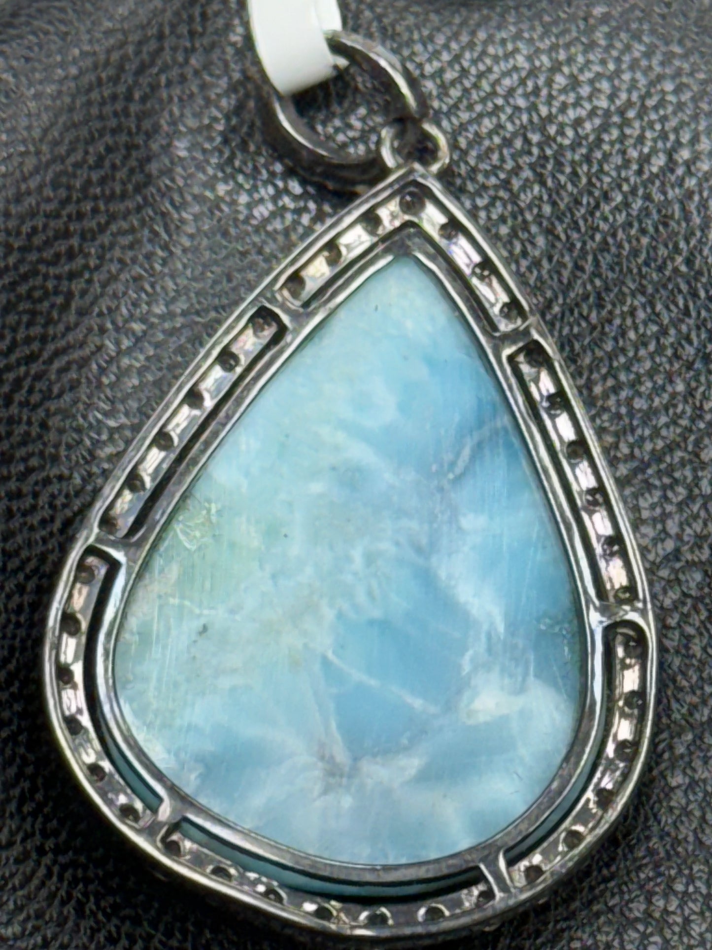 Larimar Drop Diamond Pendant