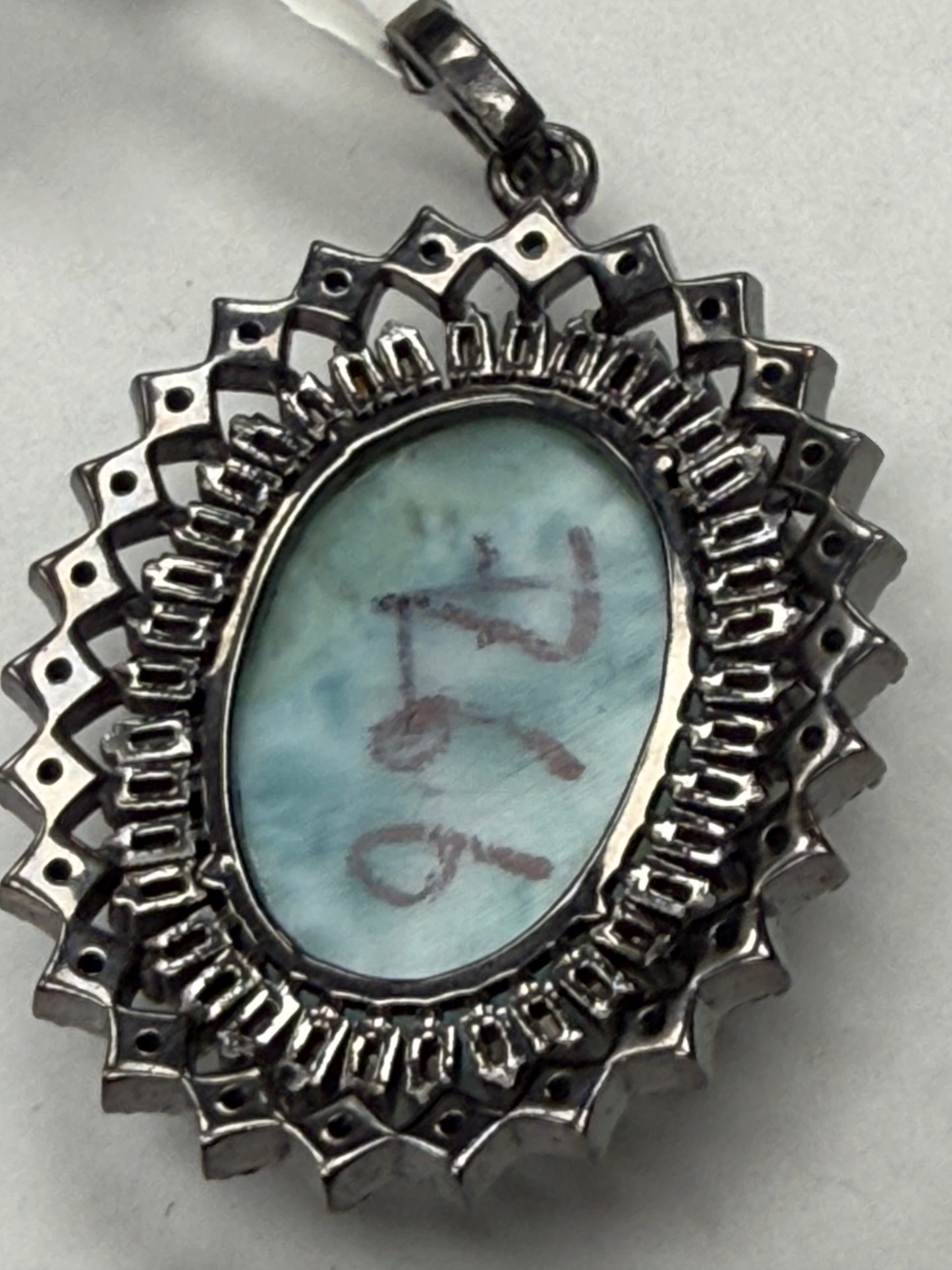 Larimar Sapphire Baguette Diamond Pendant