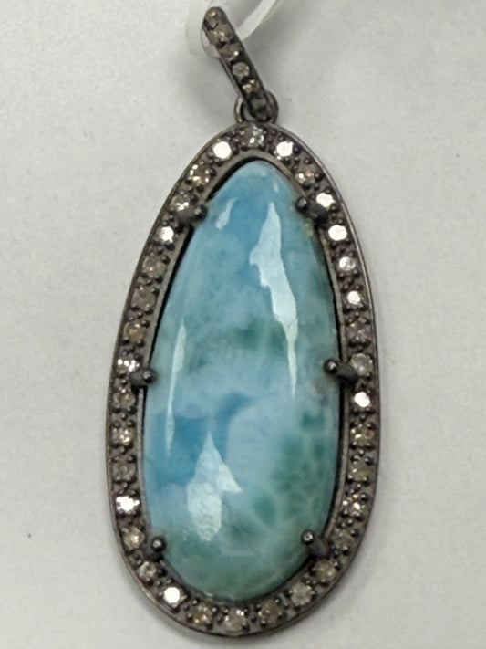 Larimar Diamond Pendant