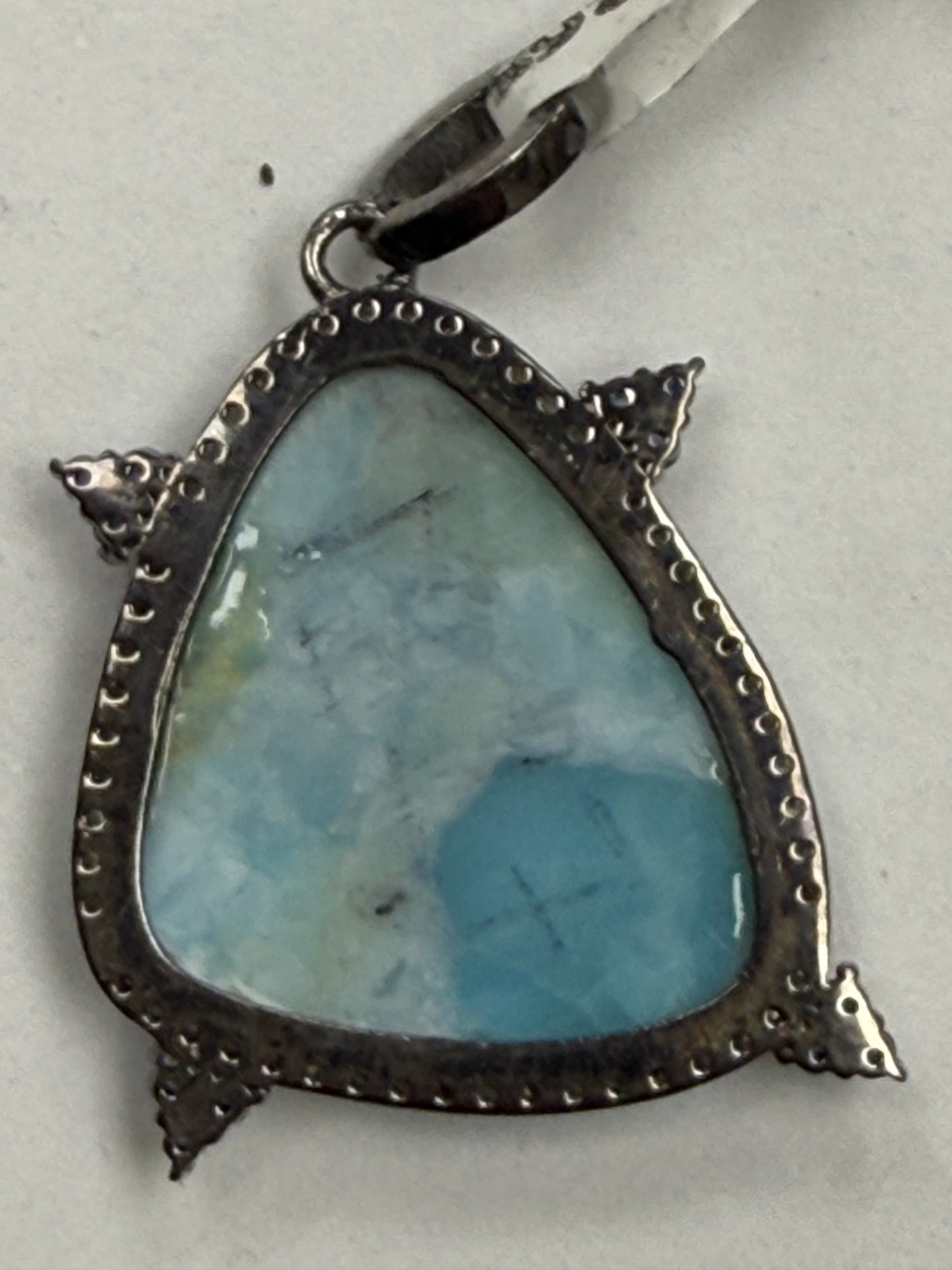 Larimar Sapphire Diamond Pendant