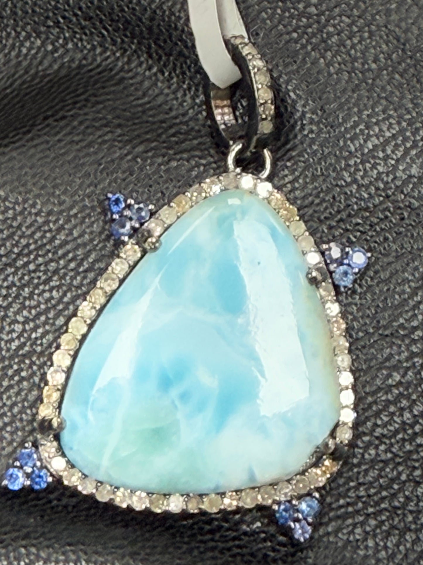 Larimar Sapphire Diamond Pendant