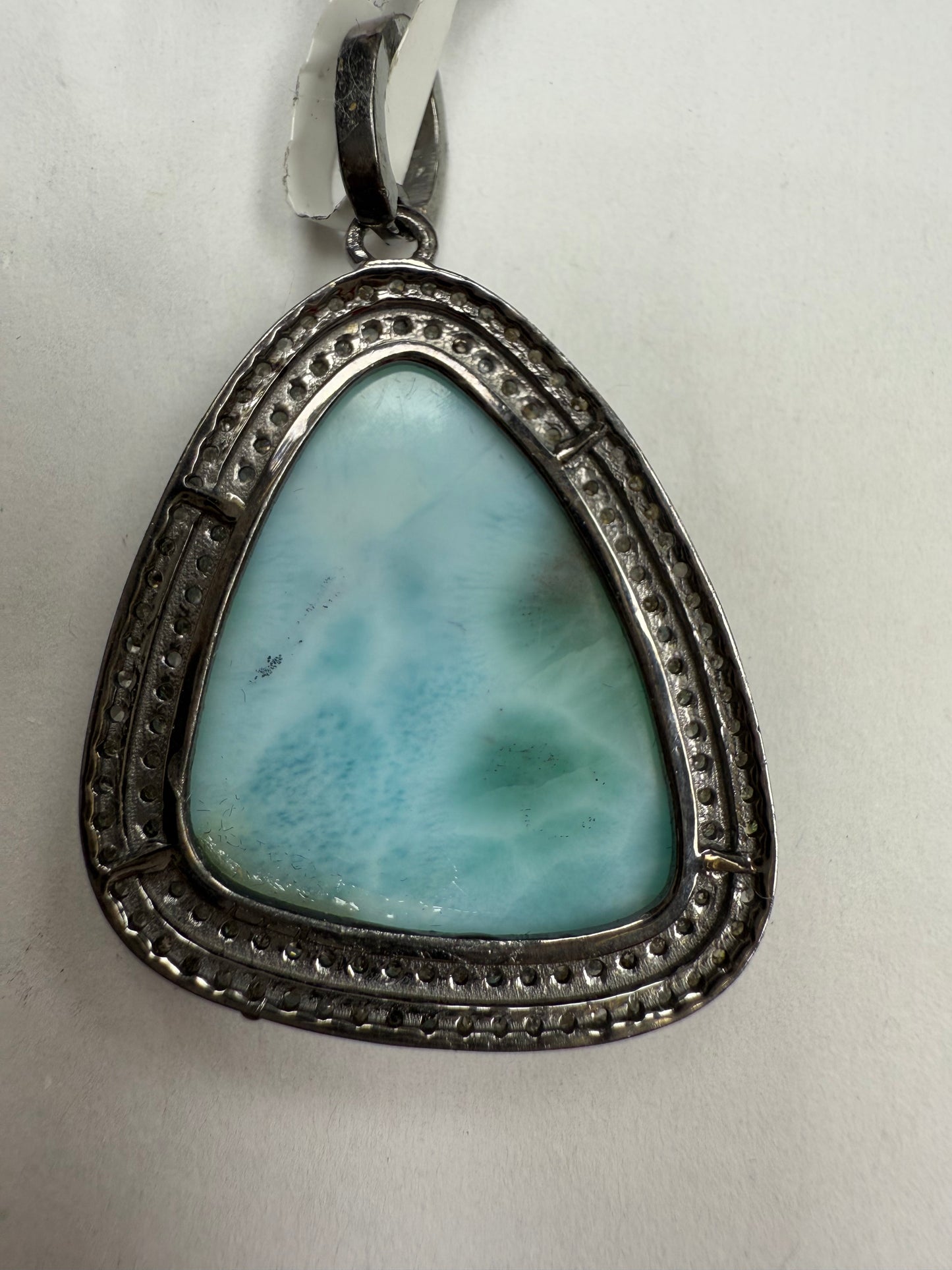 Larimar Sapphire Diamond Pendant