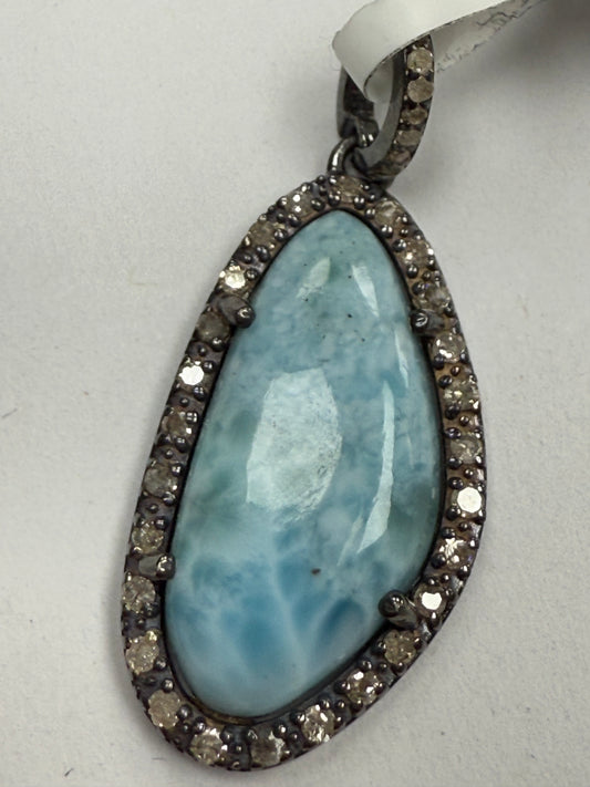 Larimar Diamond Pendant
