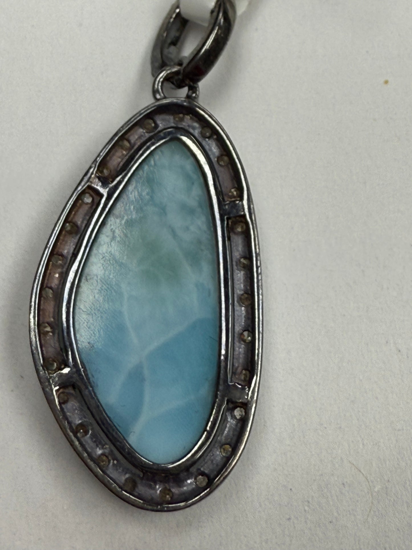 Larimar Diamond Pendant