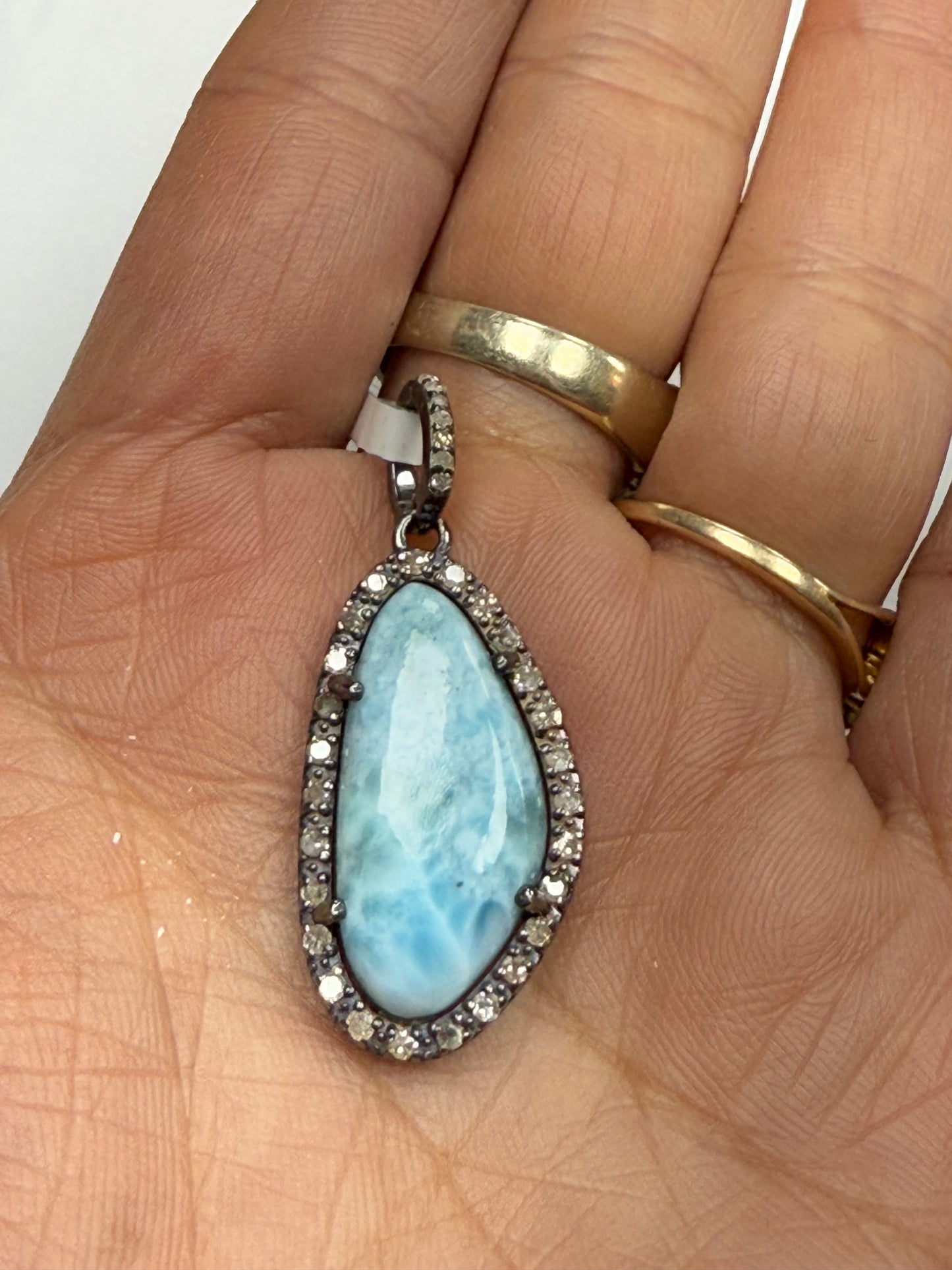 Larimar Diamond Pendant