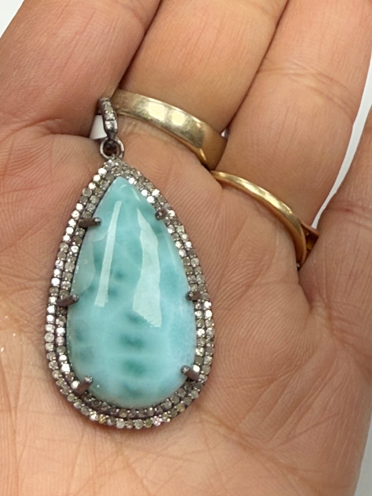 Larimar Diamond Pendant