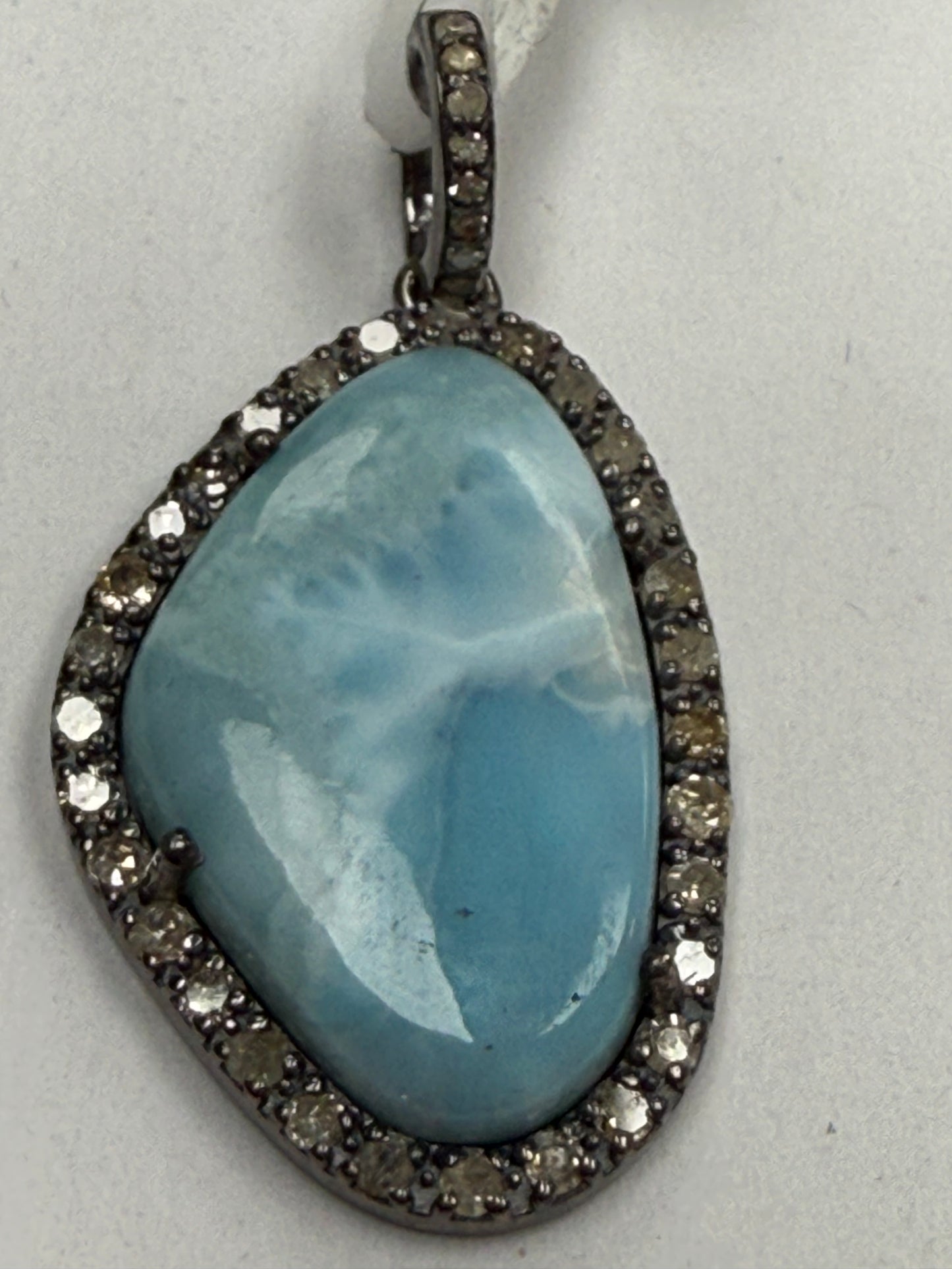 Larimar Diamond Pendant