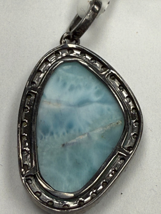 Larimar Diamond Pendant