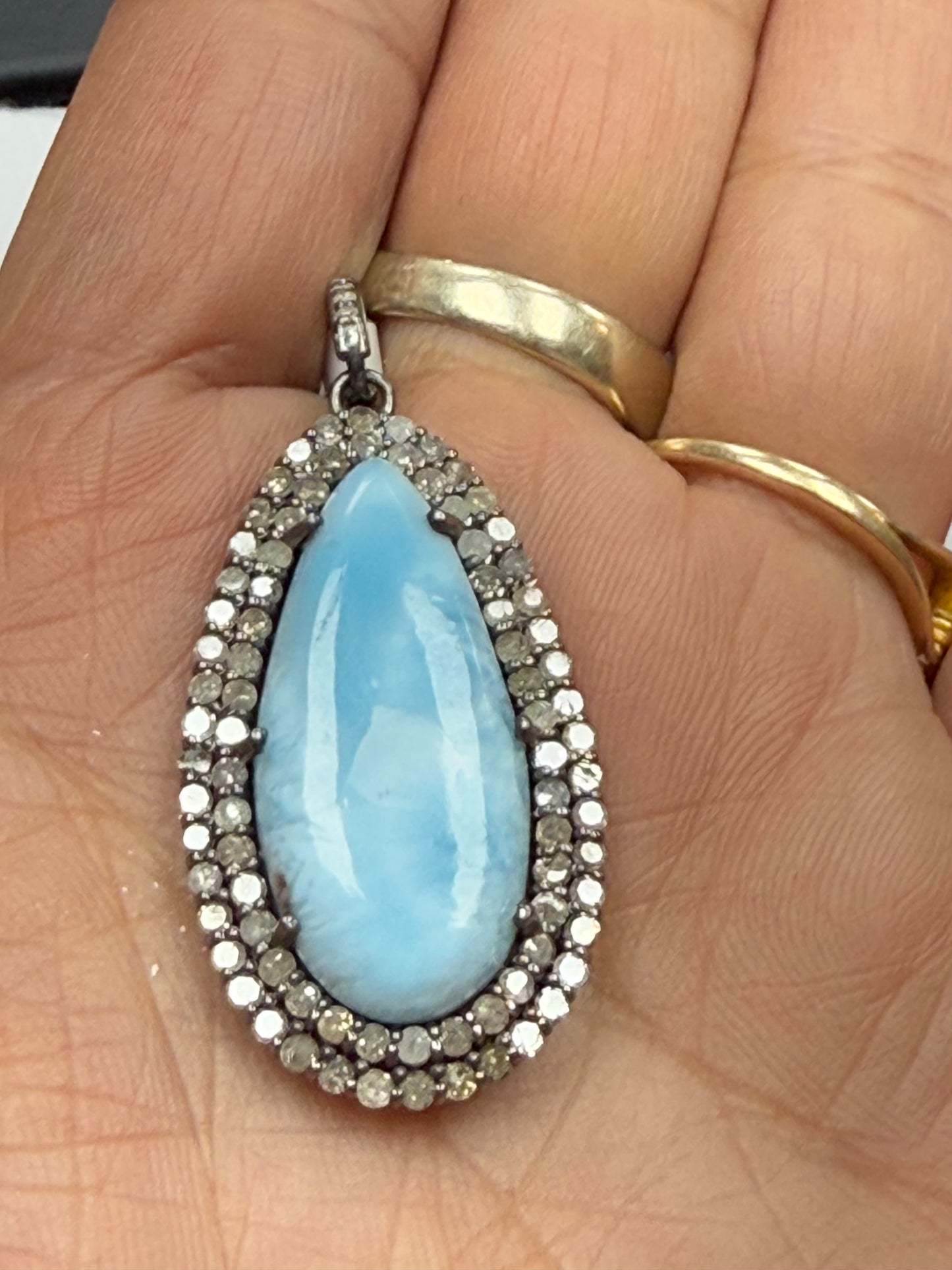 Larimar Diamond Pendant