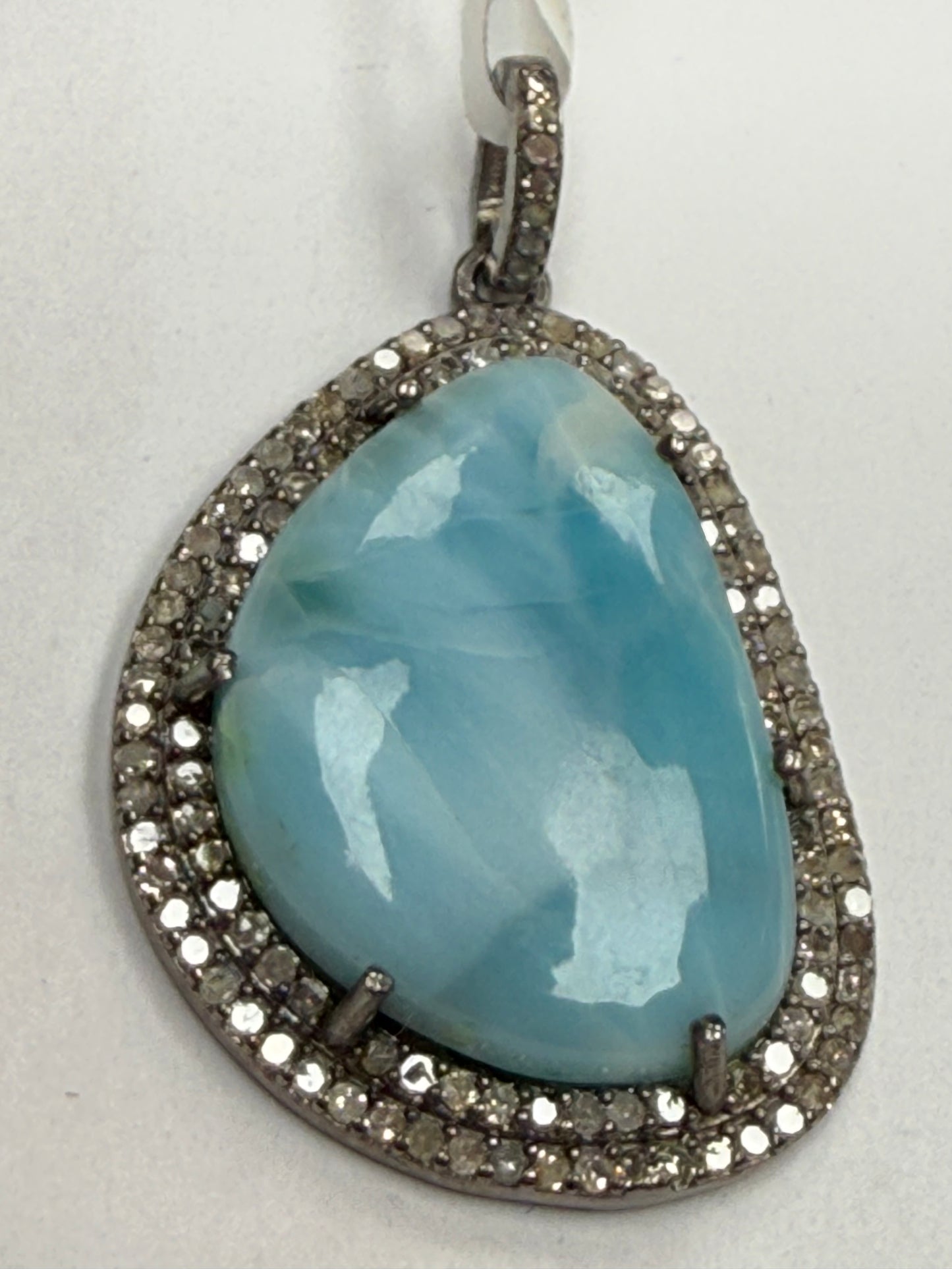 Larimar Diamond Pendant