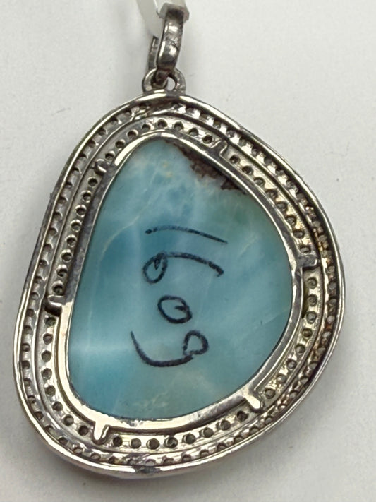 Larimar Diamond Pendant