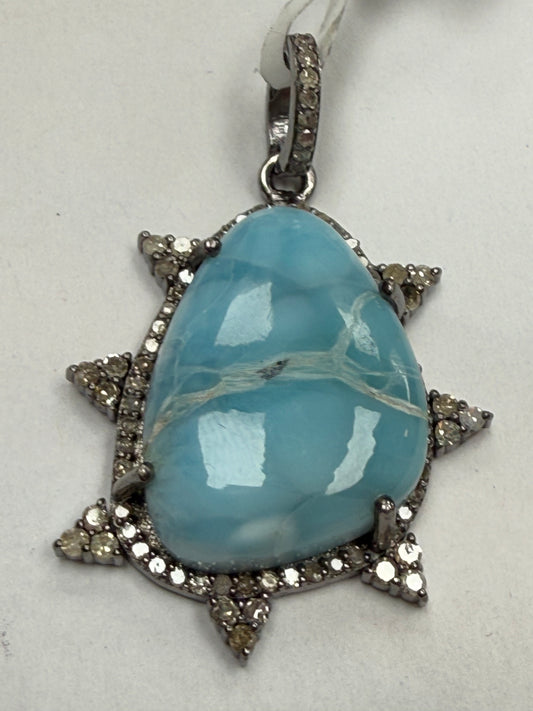 Larimar Diamond Pendant